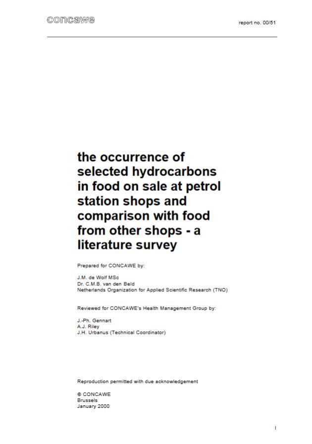 The occurrence of selected hydrocarbons in food on sale at petrol station shops and comparison with food from other shops – a literature survey
