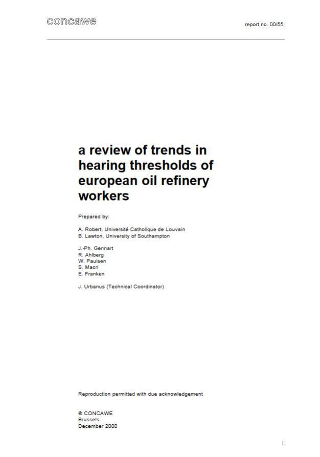 A review of trends in hearing thresholds of European oil refinery workers