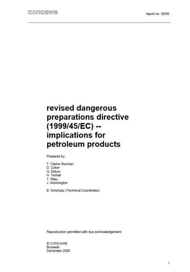 Revised dangerous preparations directive (1999/45/EC) — implications for petroleum products