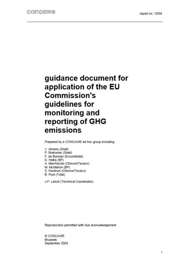 Guidance document for application of the EU Commission’s guidelines for monitoring and reporting of GHG emissions