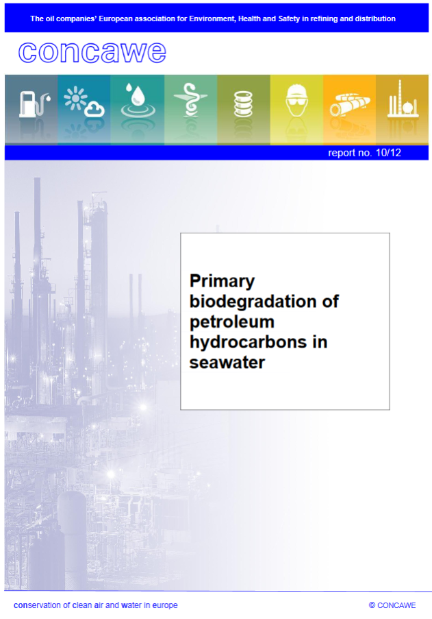Primary biodegradation of petroleum hydrocarbons in seawater