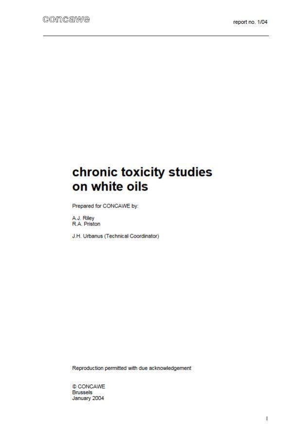 Chronic toxicity studies on white oils