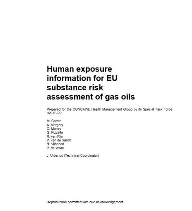 Human exposure information for EU substance risk assessment of gas oils