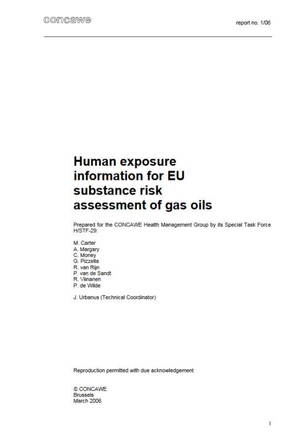 Human exposure information for EU substance risk assessment of gas oils