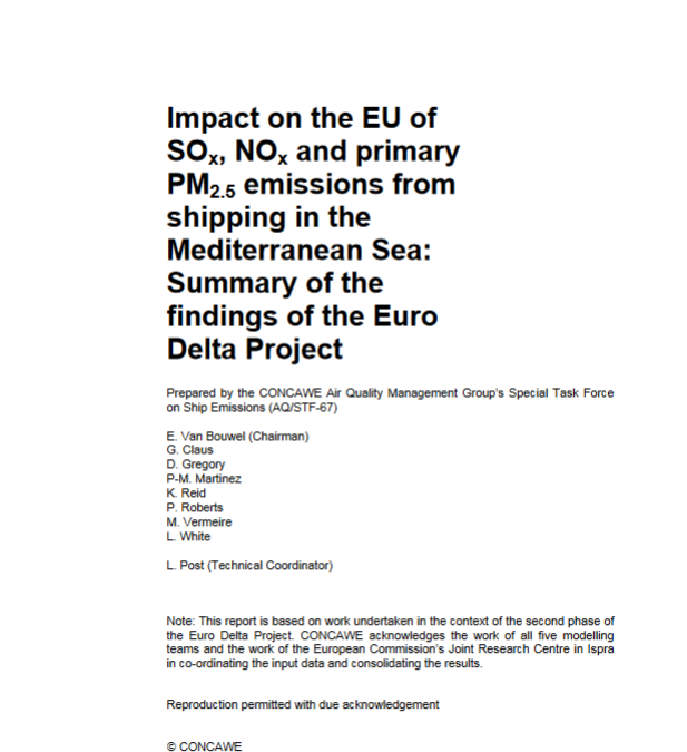 Impact on the EU of SOx, NOx and primary PM2.5 emissions from shipping in the Mediterranean Sea: Summary of the findings of the Euro Delta Project