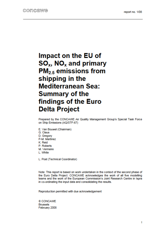 Impact on the EU of SOx, NOx and primary PM2.5 emissions from shipping in the Mediterranean Sea: Summary of the findings of the Euro Delta Project