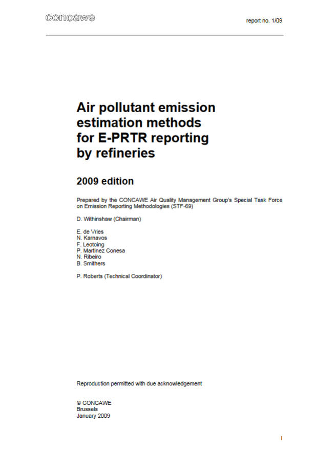 Air pollutant emission estimation methods for E-PRTR reporting by refineries