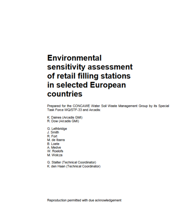 Environmental sensivity assessment of retail filling stations in selected European countries