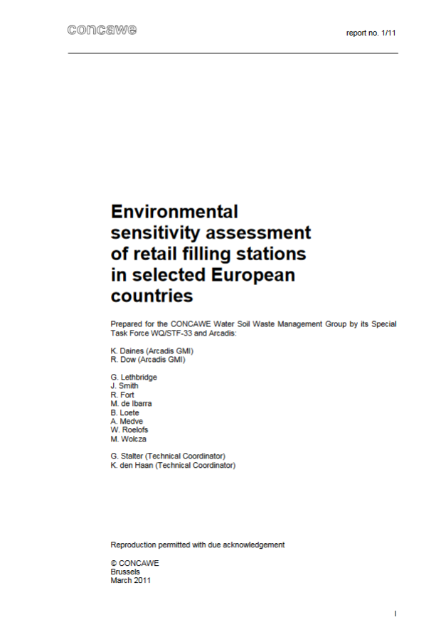 Environmental sensivity assessment of retail filling stations in selected European countries