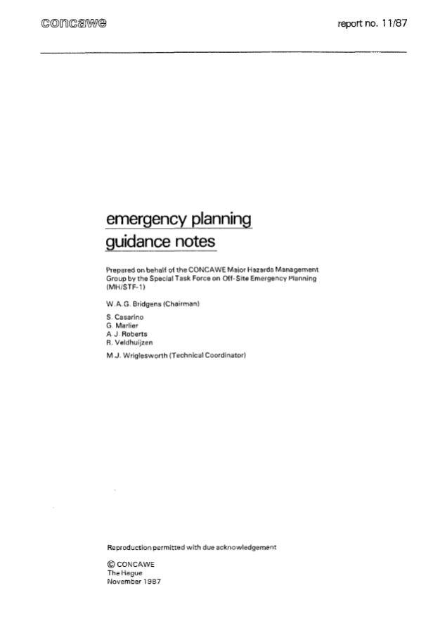Emergency planning guidance notes
