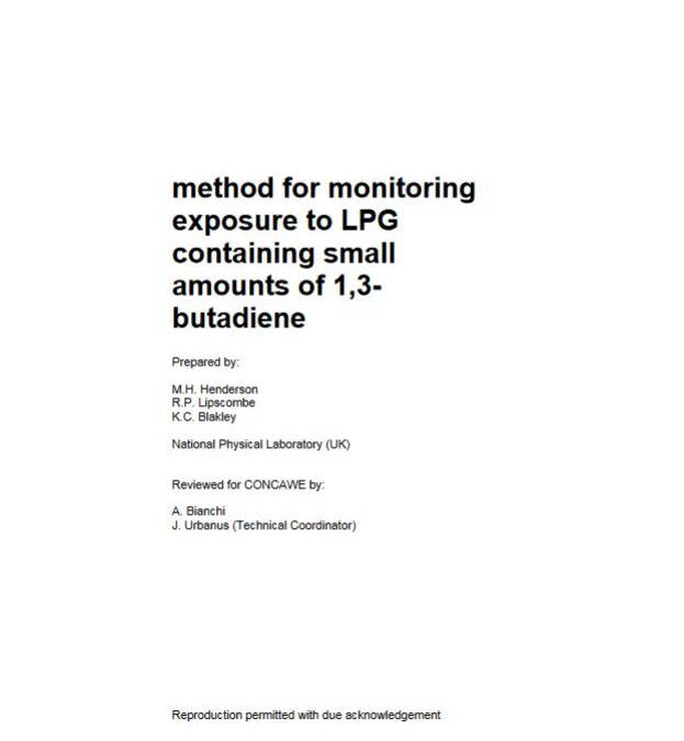 Method for monitoring exposure to LPG containing small amounts of 1,3- butadiene