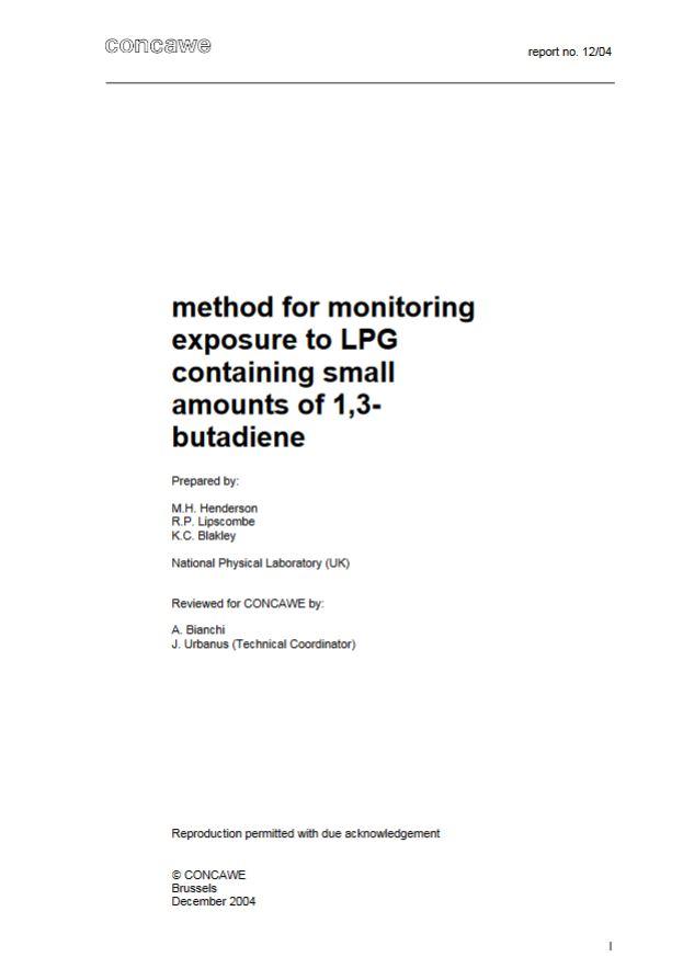 Method for monitoring exposure to LPG containing small amounts of 1,3- butadiene