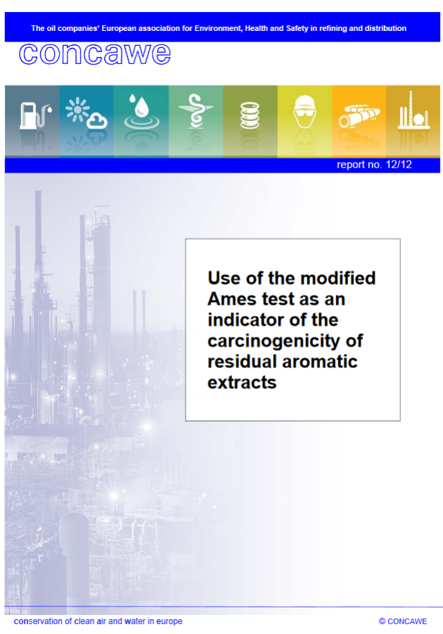 Use of the modified Ames test as an indicator of the carcinogenicity of residual aromatic extracts