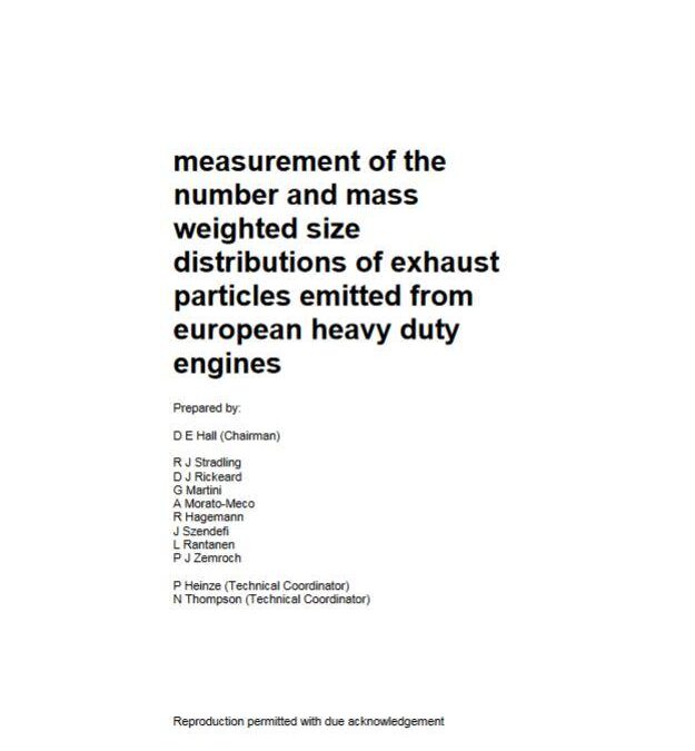 Measurement of the number and mass weighted size distributions of exhaust particles emitted from European heavy duty engines