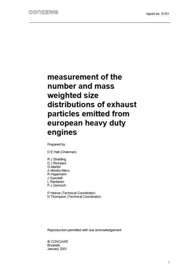 Measurement of the number and mass weighted size distributions of exhaust particles emitted from European heavy duty engines