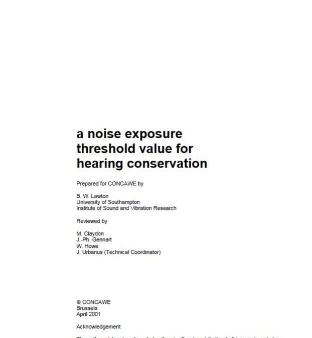 A noise exposure threshold value for hearing conservation
