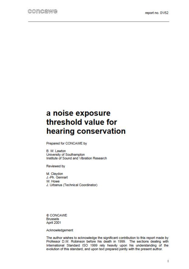 A noise exposure threshold value for hearing conservation