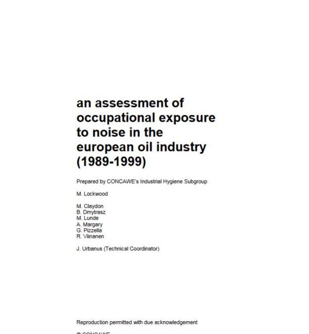 An assessment of occupational exposure to noise in the European oil industry (1989-1999)