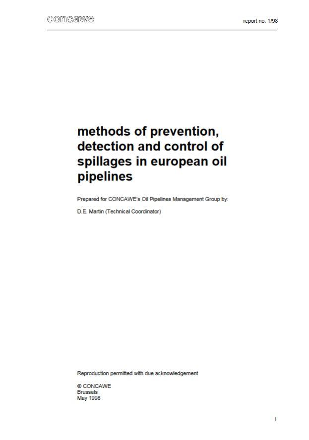 Мethods of prevention, detection and control of spillages in European oil pipelines