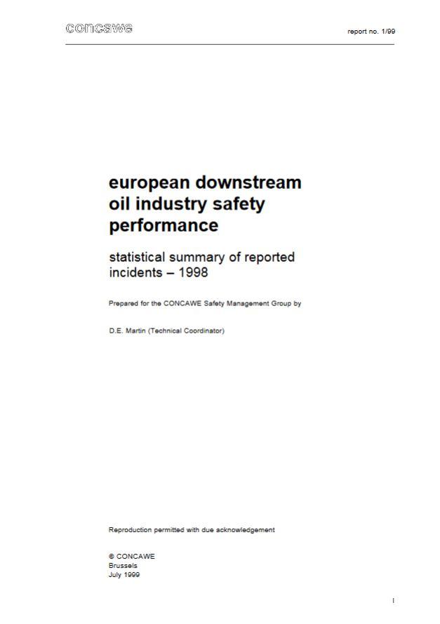 European downstream oil industry safety performance statistical summary of reported incidents – 1998