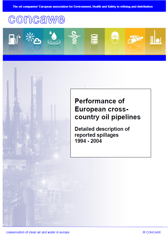 Performance of European cross-country oil pipelines: Detailed description of reported spillages 1994 – 2004