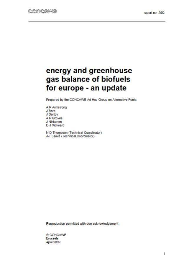 Energy and greenhouse gas balance of biofuels for Europe – an update