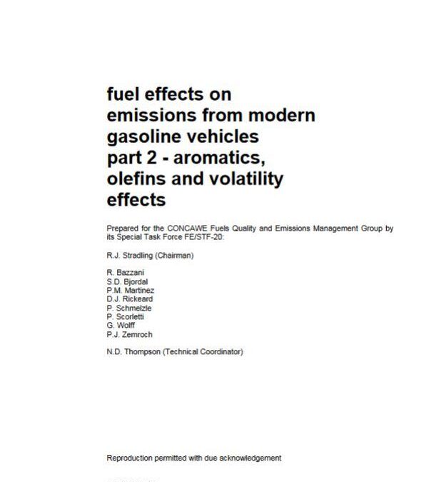 Fuel effects on emissions from modern gasoline vehicles part 2 – aromatics, olefins and volatility effects