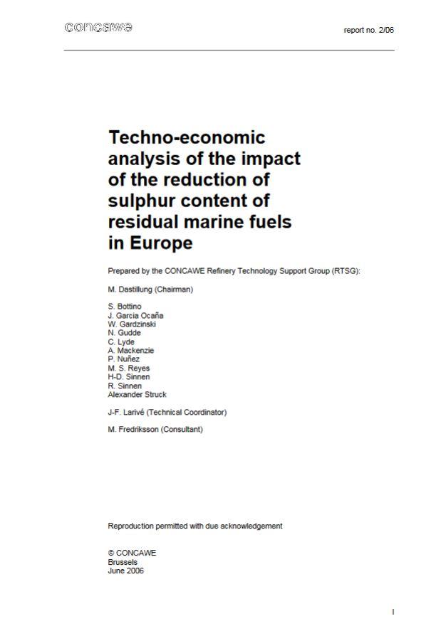 Techno-economic analysis of the impact of the reduction of sulphur content of residual marine fuels in Europe