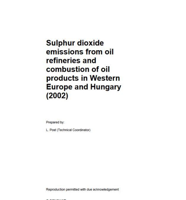 Sulphur dioxide emissions from oil refineries and combustion of oil products in Western Europe and Hungary (2002)