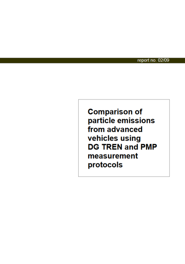 Comparison of particle emissions from advanced vehicles using DG TREN and PMP measurement protocols