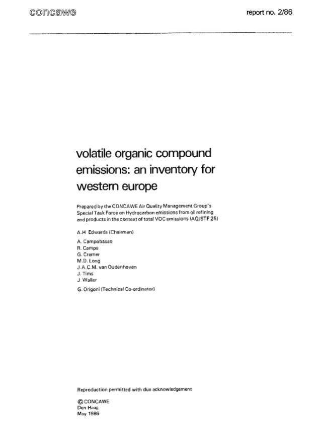 Volatile organic compound emissions: an inventory for Western Europe