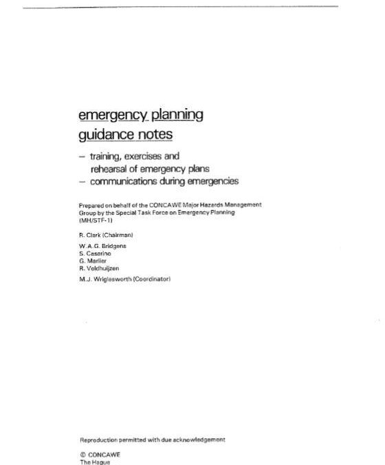 Emergency planning – guidance notes