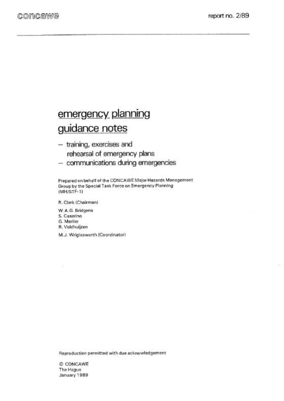 Emergency planning – guidance notes