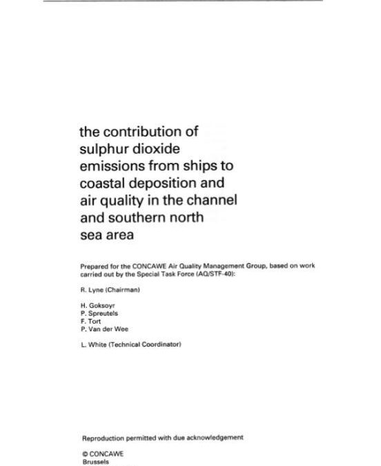 The contribution of sulphur dioxide emissions from ships to coastal deposition and air quality in the channel and southern north sea area