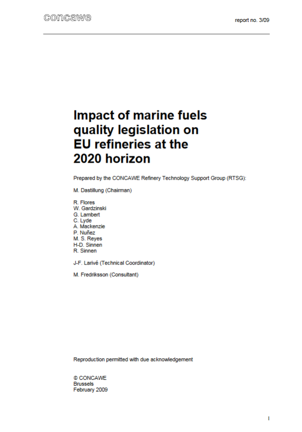 Impact of marine fuels quality legislation on EU refineries at the 2020 horizon