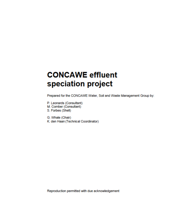 CONCAWE effluent speciation project