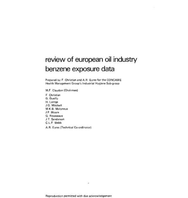 Review of European oil industry benzene exposure data