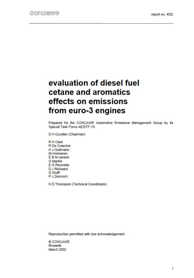 Evaluation of diesel fuel cetane and aromatics effects on emissions from Euro 3 engines