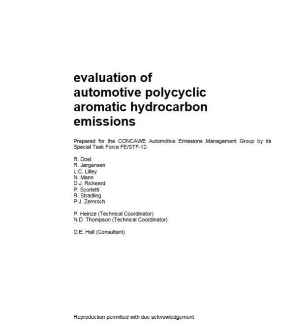 Evaluation of automotive polycyclic aromatic hydrocarbon emissions