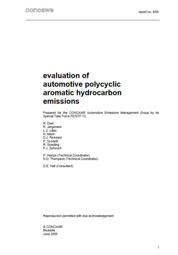 Evaluation of automotive polycyclic aromatic hydrocarbon emissions