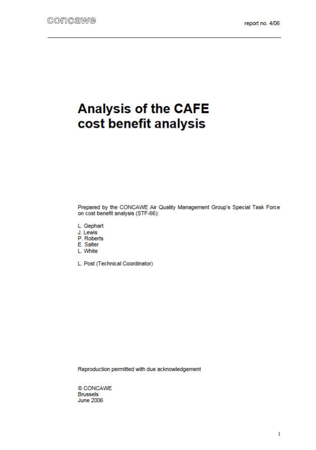 Analysis of the CAFE cost benefit analysis