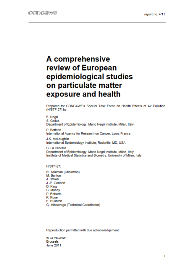 A comprehensive review of European epidemiological studies on particulate matter exposure and health