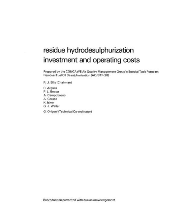 Residue hydrodesulphurization investment and operating costs