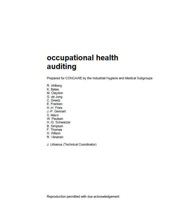 Occupational health auditing