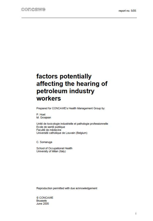 Factors potentially affecting the hearing of petroleum industry workers