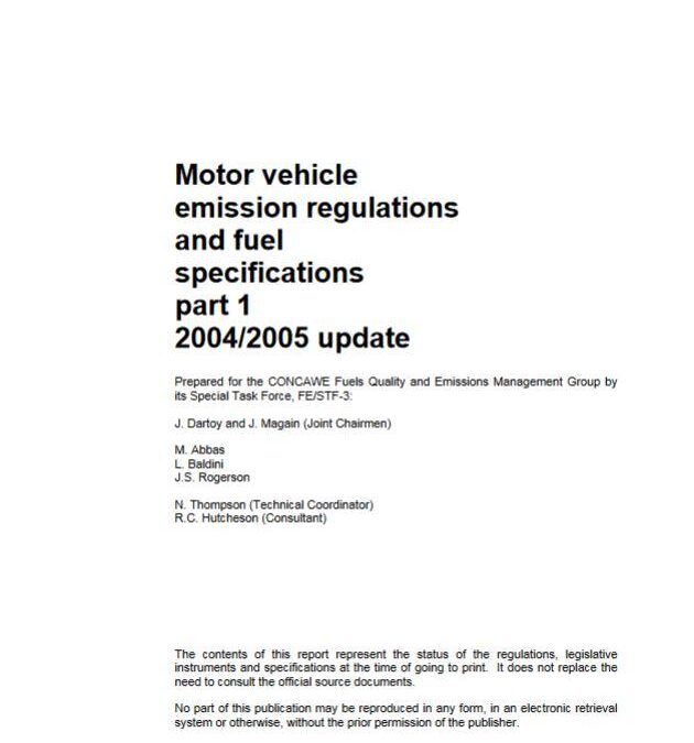 Motor vehicle emission regulations and fuel specifications: Part 1 – 2004/2005 update