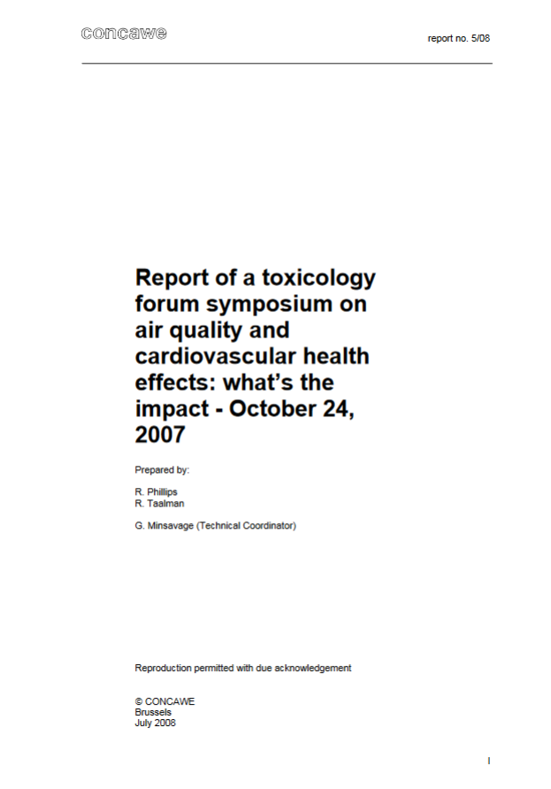 Report of a toxicology forum symposium on air quality and cardiovascular health effects: what’s the impact
