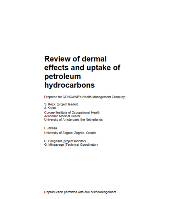 Review of dermal effects and uptake of petroleum hydrocarbons