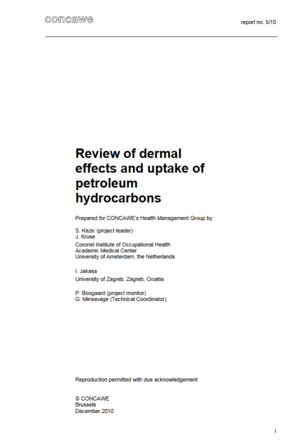 Review of dermal effects and uptake of petroleum hydrocarbons