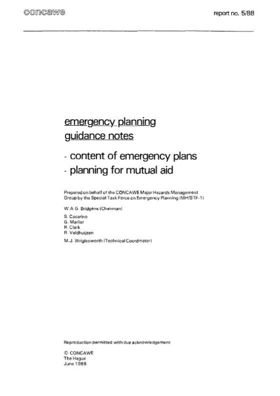 Emergency planning guidance notes – content of emergency plans – planning for mutual aid
